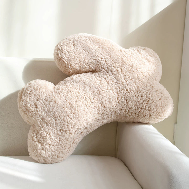 Beige White Bunny Shaped Pillow