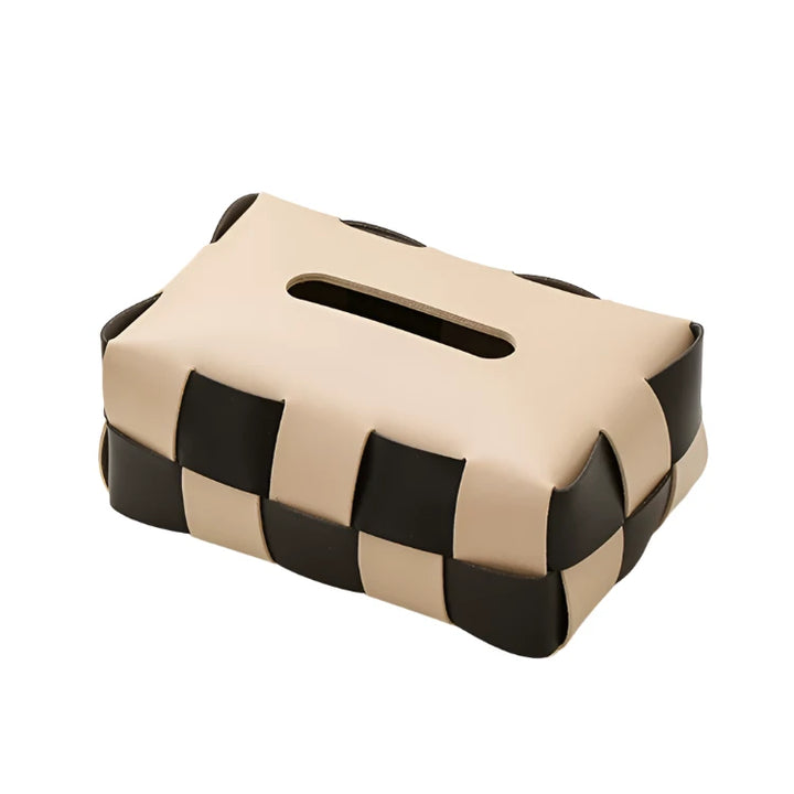 Beige and Black Checkered Tissue Paper Holder Box