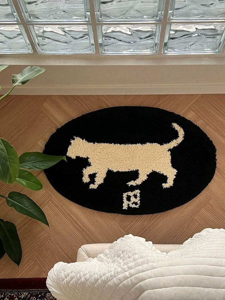 Black Oval Cat Rug