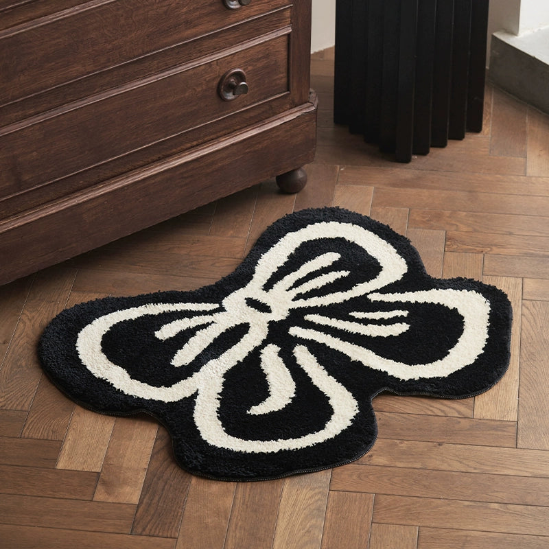 Black Ribbon Shaped Aesthetic Rug