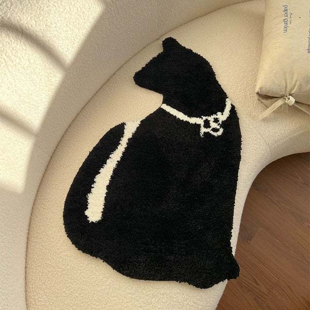 Black cat shaped rug