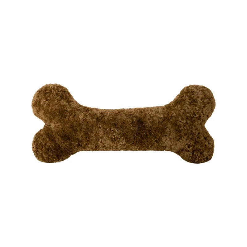 Brown Dog Bone Pillow Cushion