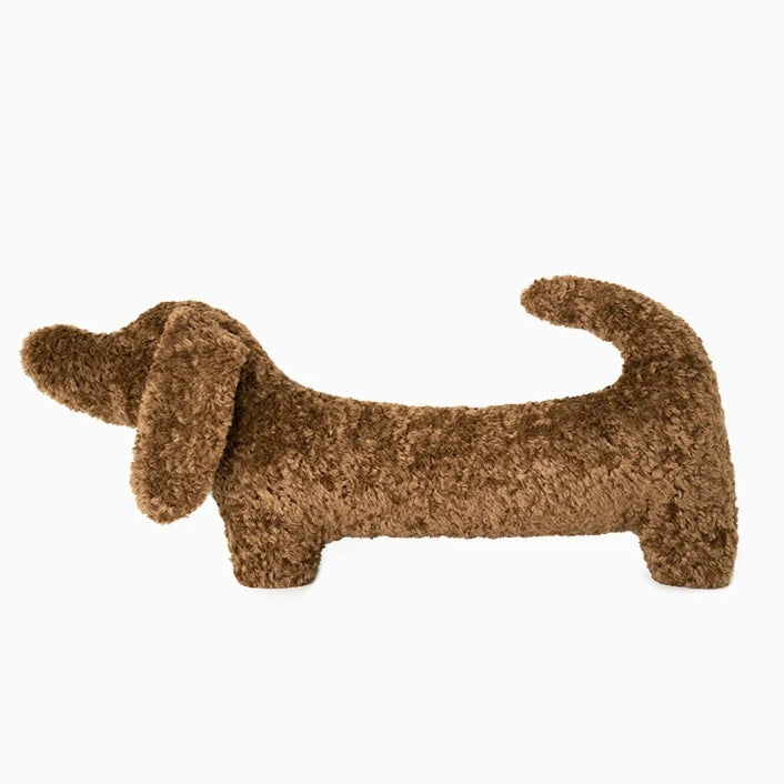 Brown Sausage Dog Shaped Pillow