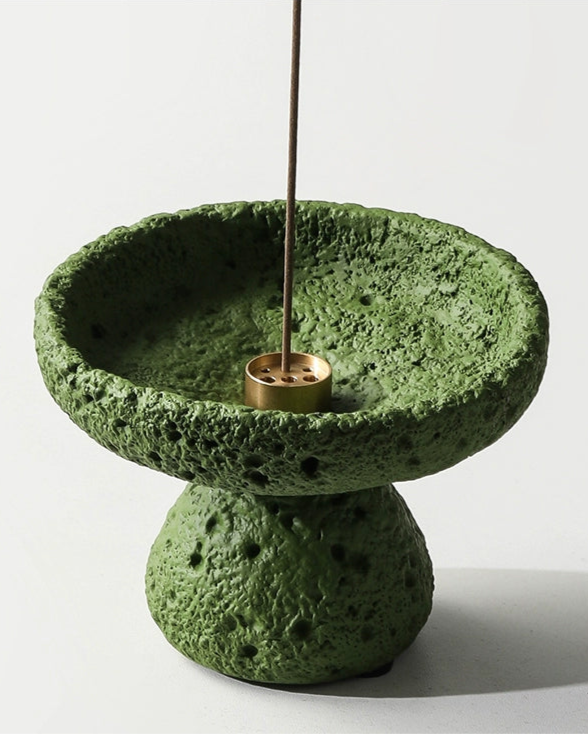 Green Cement Textured Incense Holder