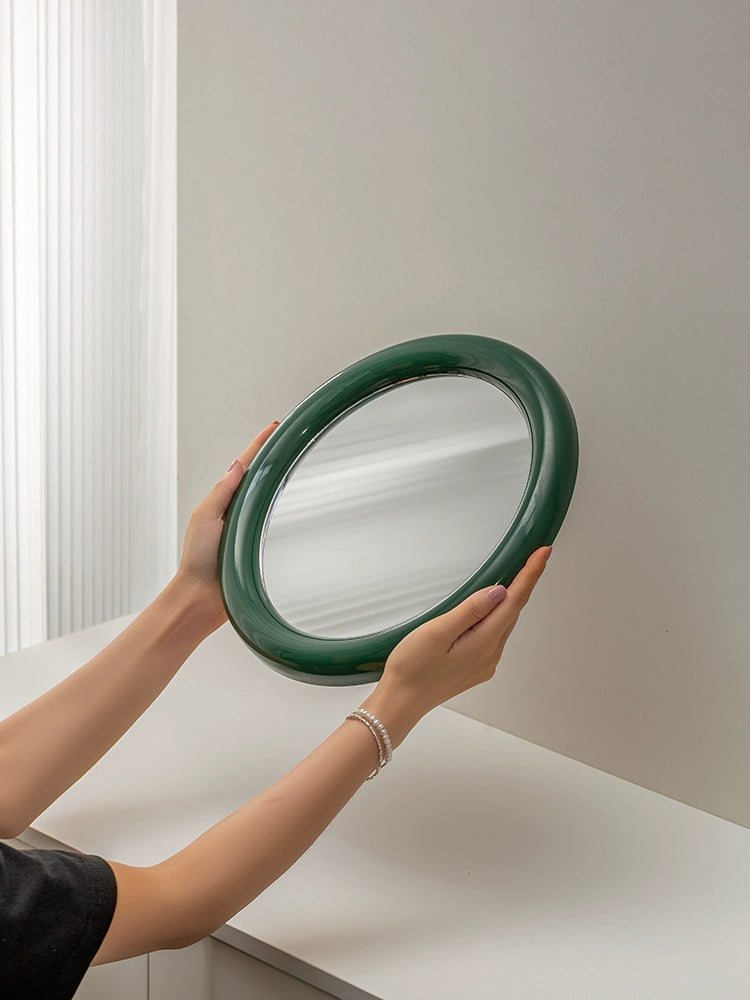 Green Round Aesthetic Mirror