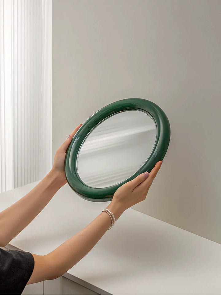 Green Round Desk Mirror