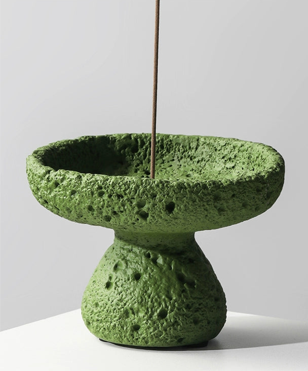 Green Textured Cememt Incense Holder