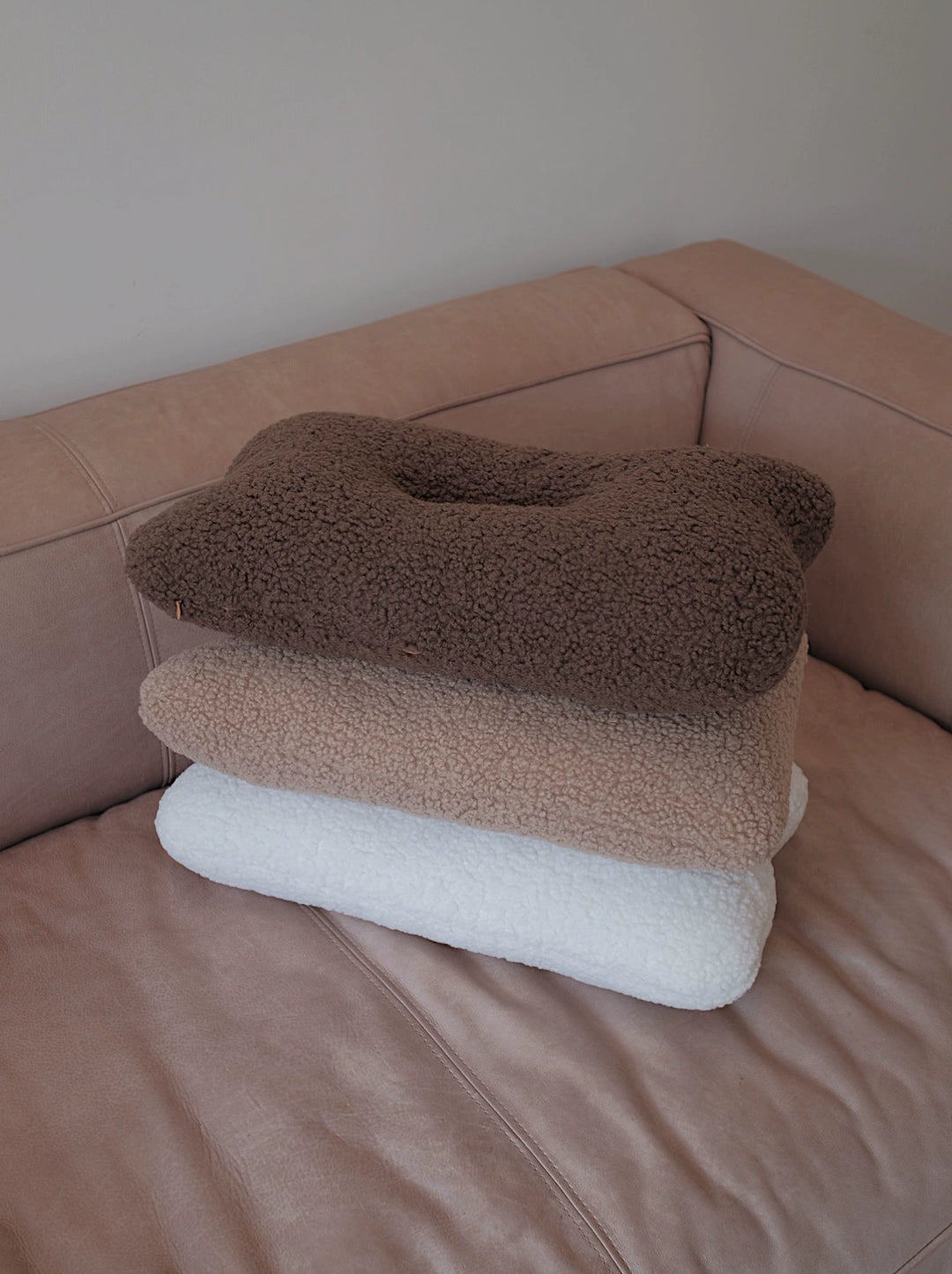 Brown boucle textured cushion pillow