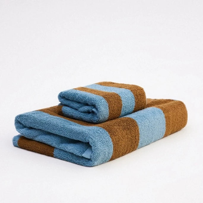 Retro Striped Blue Towel Set