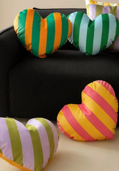 Striped Heart Shaped Throw Pillow Cushion