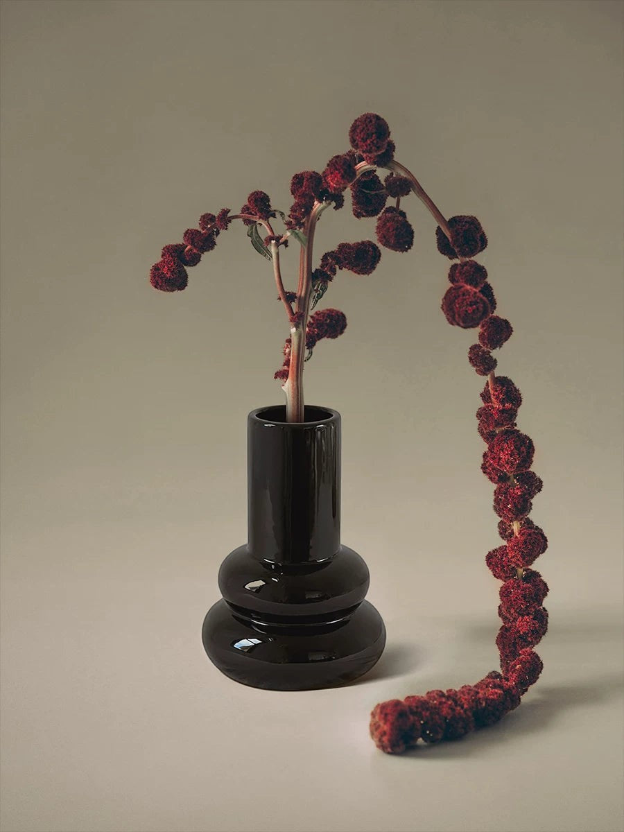 Stacked Bubble Vase | Designer Black Ceramic Flower Vase