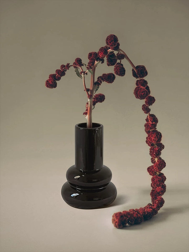 Stacked Bubble Vase | Designer Black Ceramic Flower Vase
