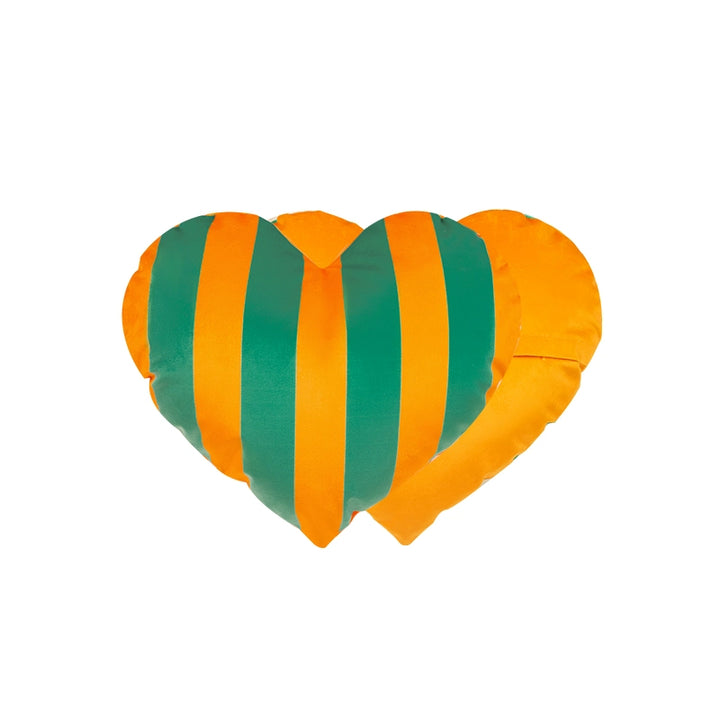 Orange Striped Heart Shaped Throw Pillow Cushion