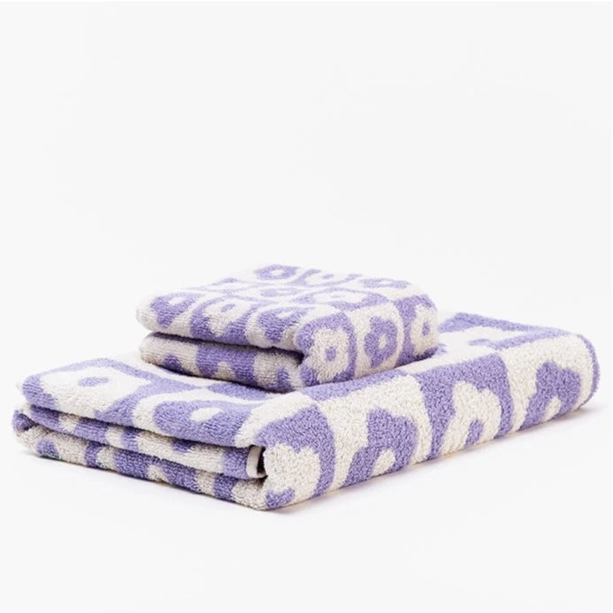 purple daisy flower bath towel set