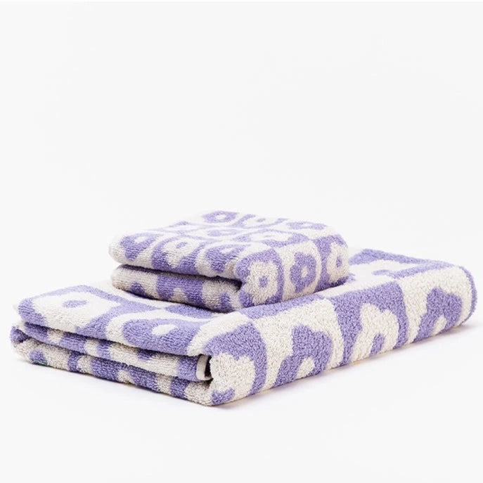 purple daisy flower bath towel set