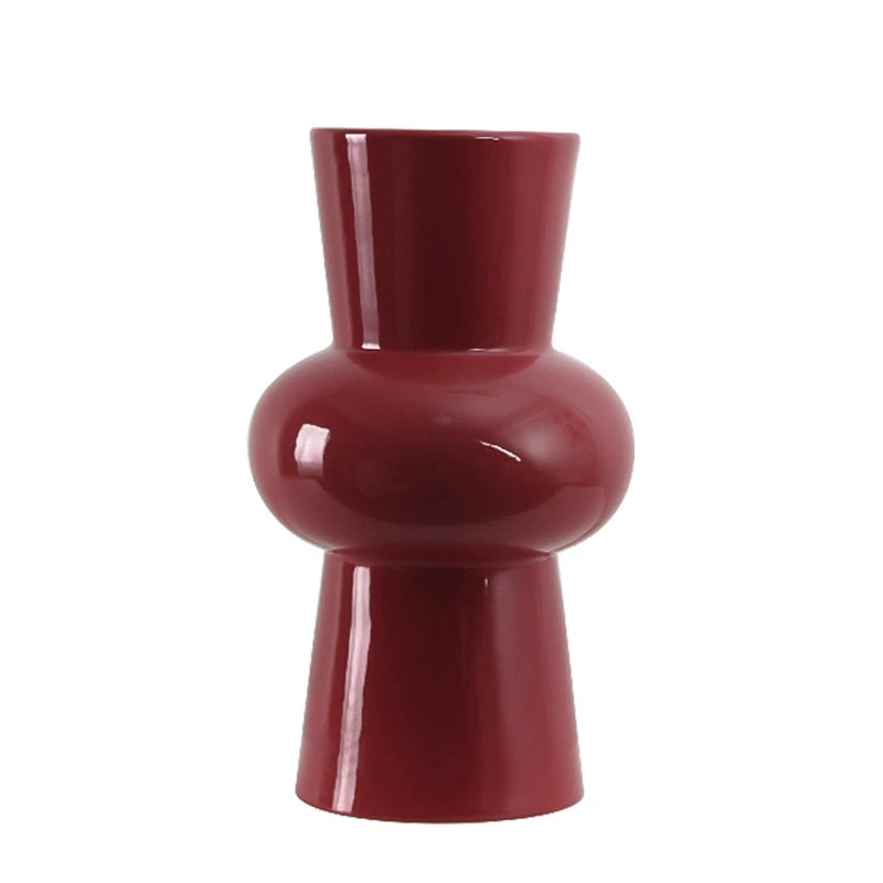 Red Bulb Curvy Flower Vase