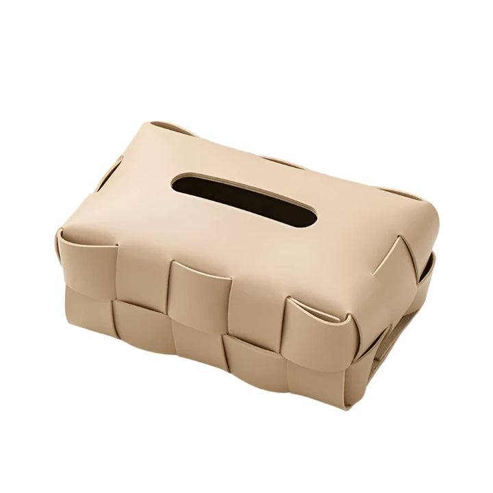 Tan Brown Leather Tissue Box Holder