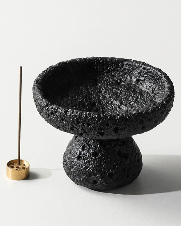 Wabi Black Textured Incense Holder