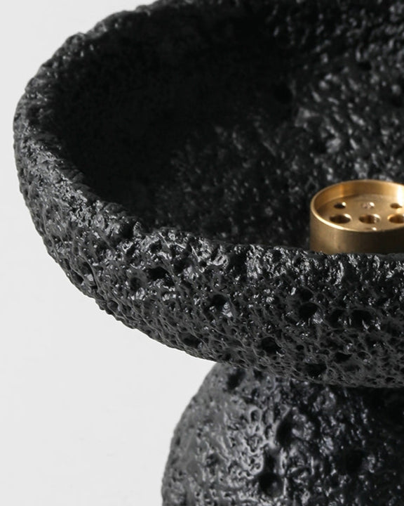 Wabi Sabi Black Textured Incense Holder