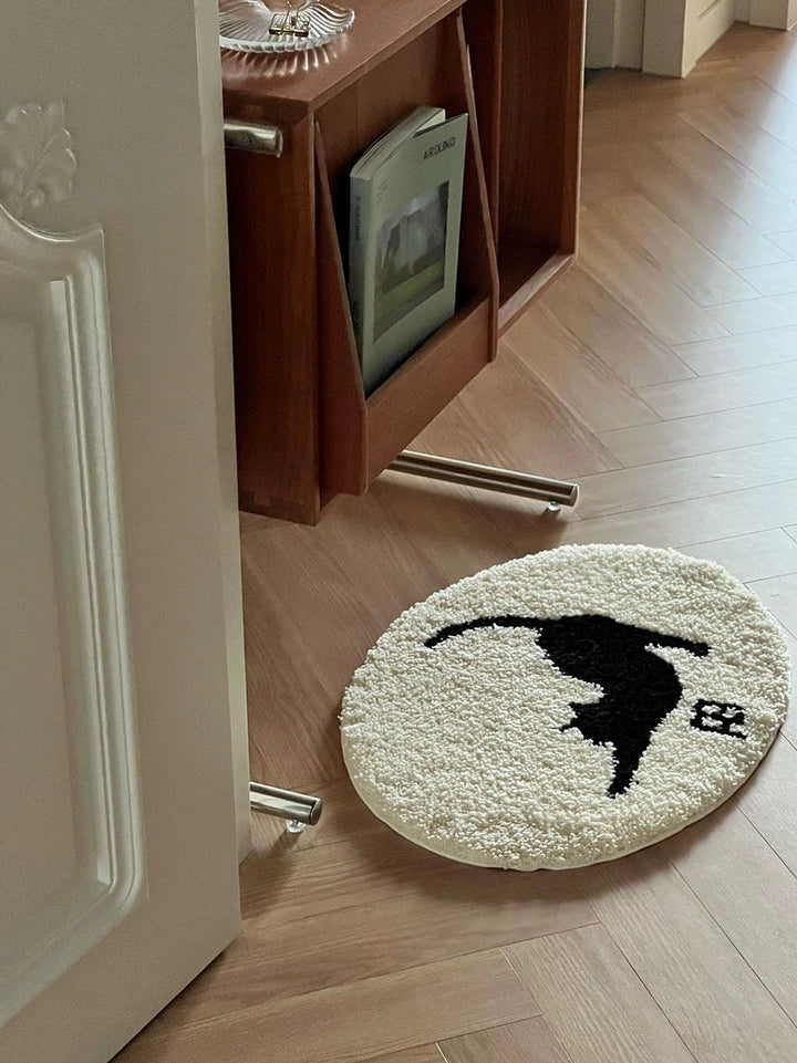 White Oval Cat Rug