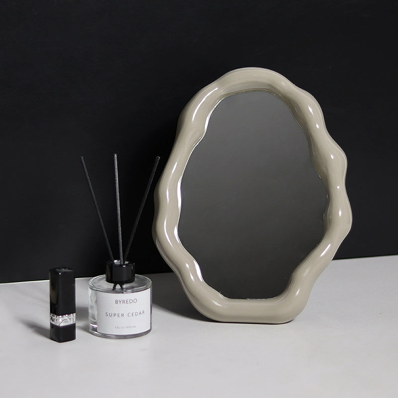 White Wavy Makeup Desk Mirror