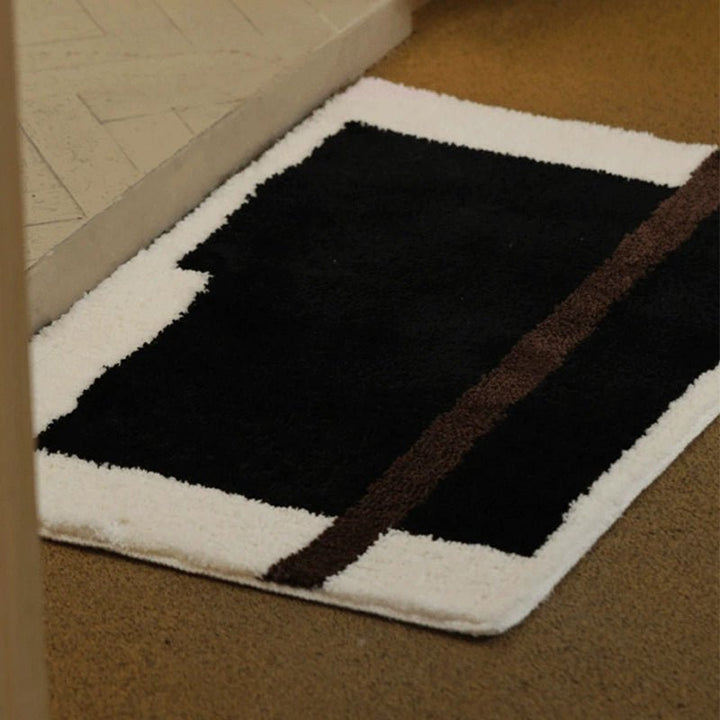 Retro Brown Black Geometry Bath Mat