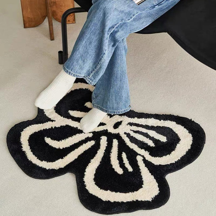 Black Ribbon Bow Shaped Rug