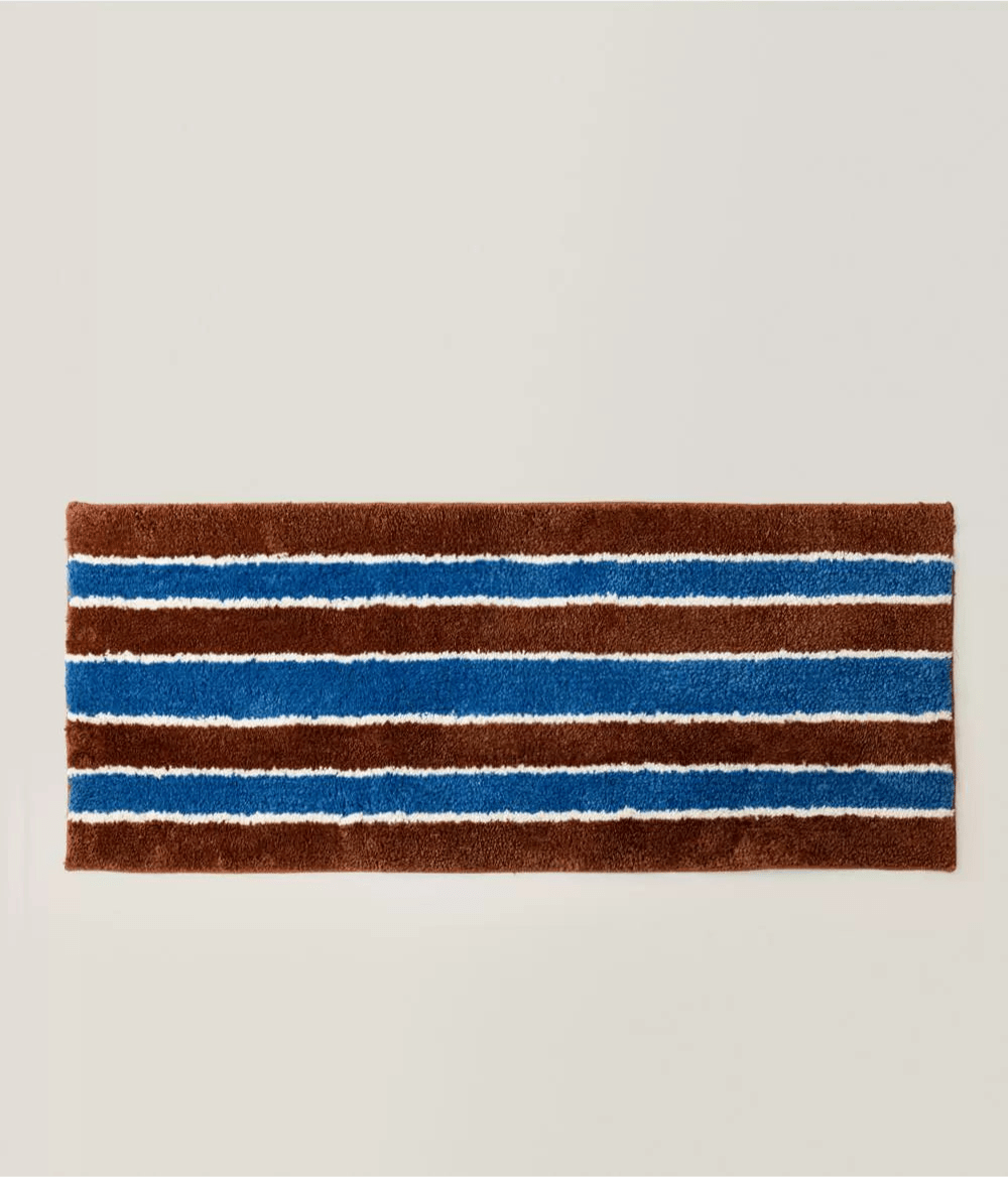 Blue Brown Vintage Retro Runner Rug
