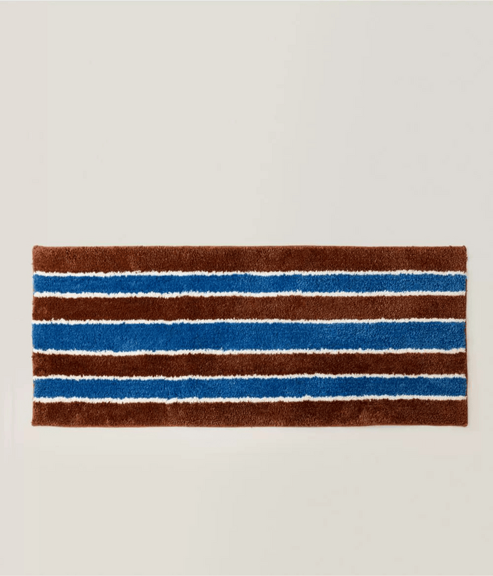 Blue Brown Vintage Retro Runner Rug