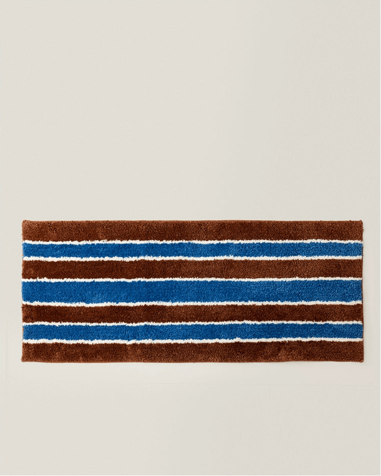 Blue Brown Vintage Retro Runner Rug