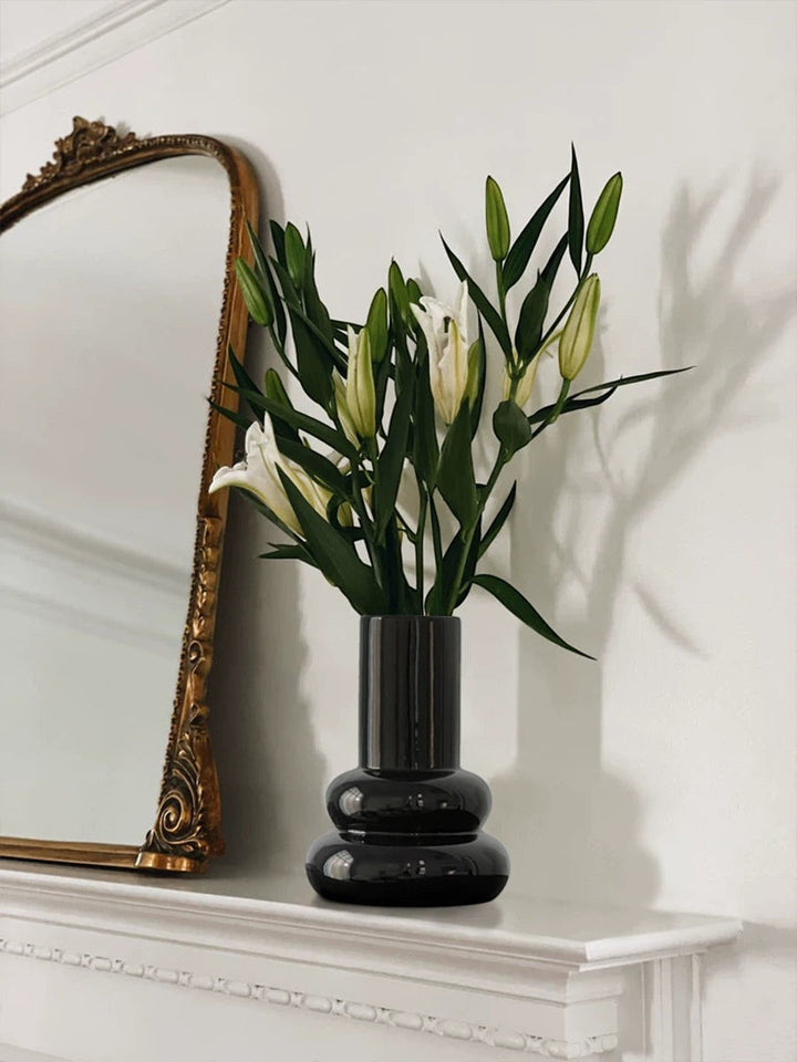 Stacked Bubble Vase | Designer Black Ceramic Flower Vase