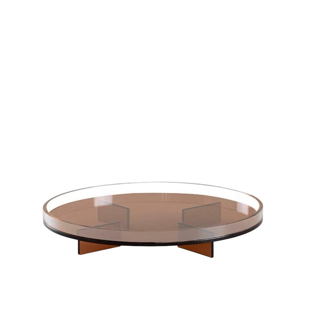 Cosik Home brown transparent acrylic round display tray with geometric raised base