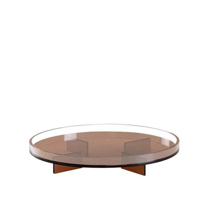 Cosik Home brown transparent acrylic round display tray with geometric raised base