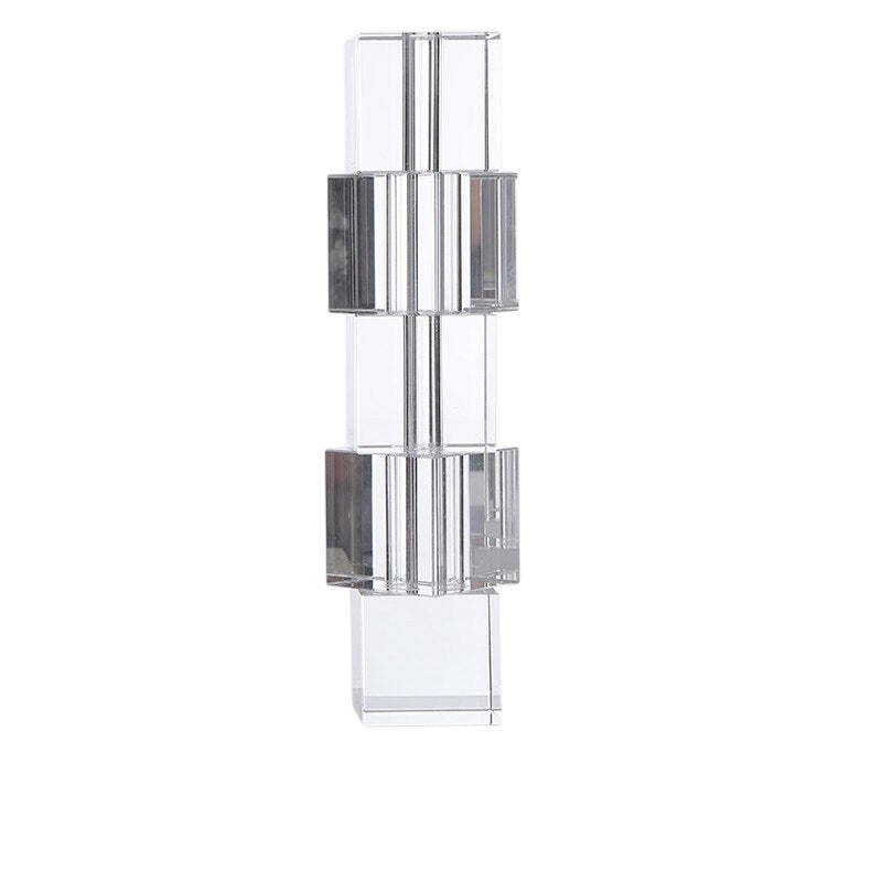 Cosik Home clear crystal glass vase with stacked cube design, perfect for modern floral arrangements.