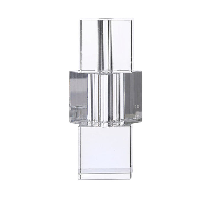 Cosik Home clear crystal glass vase with stacked square design, perfect for modern floral arrangements.