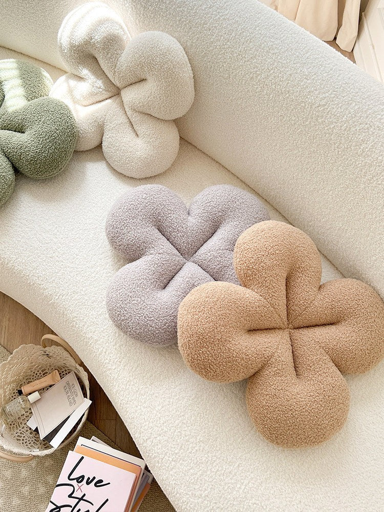 Abstract Bouclé Clover Flower Shaped Throw Pillow - Funky Throw Pillow