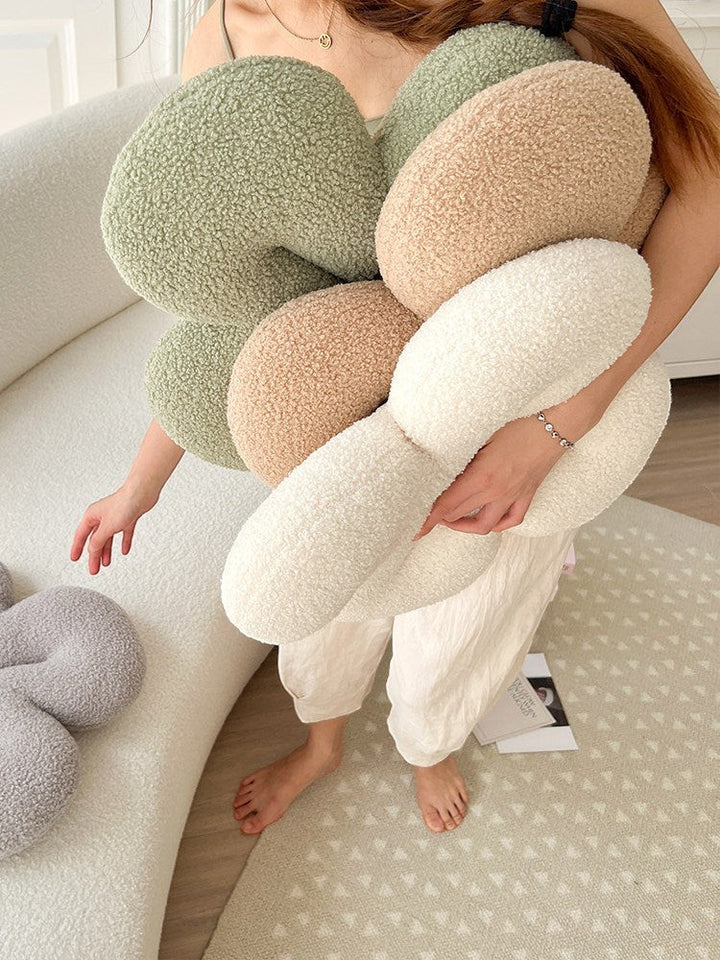 Abstract Bouclé Clover Flower Shaped Plush Pillow - Funky Throw Pillow