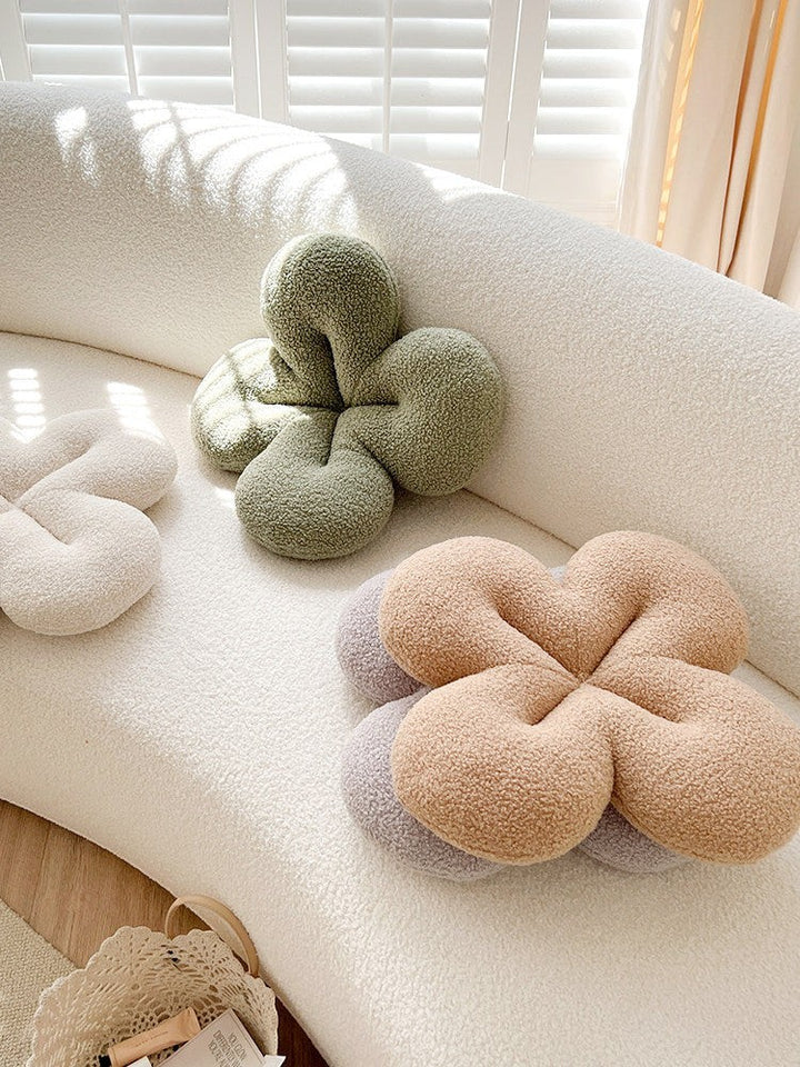 Abstract Bouclé Clover Flower Shaped Throw Pillow - Funky Throw Pillow