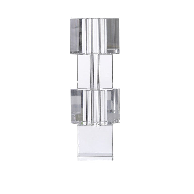 Cosik Home clear crystal glass vase with stacked geometric design, perfect for modern floral arrangements.