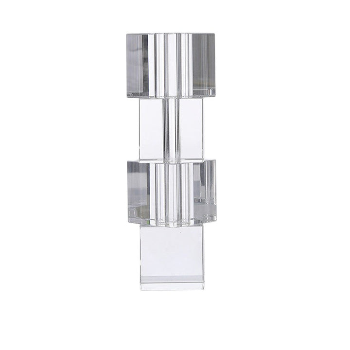 Cosik Home clear crystal glass vase with stacked geometric design, perfect for modern floral arrangements.