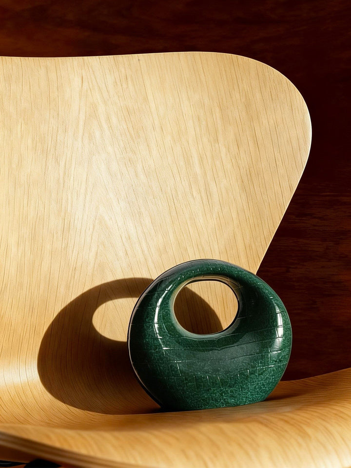 Green crescent faux leather designer tissue holder