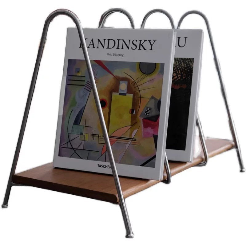 Cosik Home modern metal and wood magazine rack.