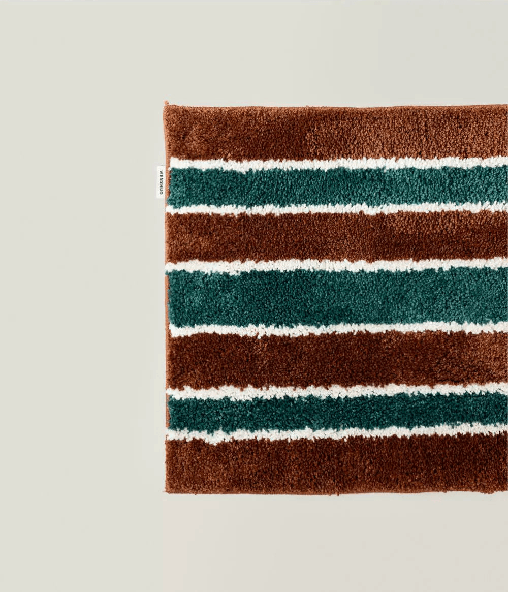 Green Brown Vintage Retro Inspired Runner Rug