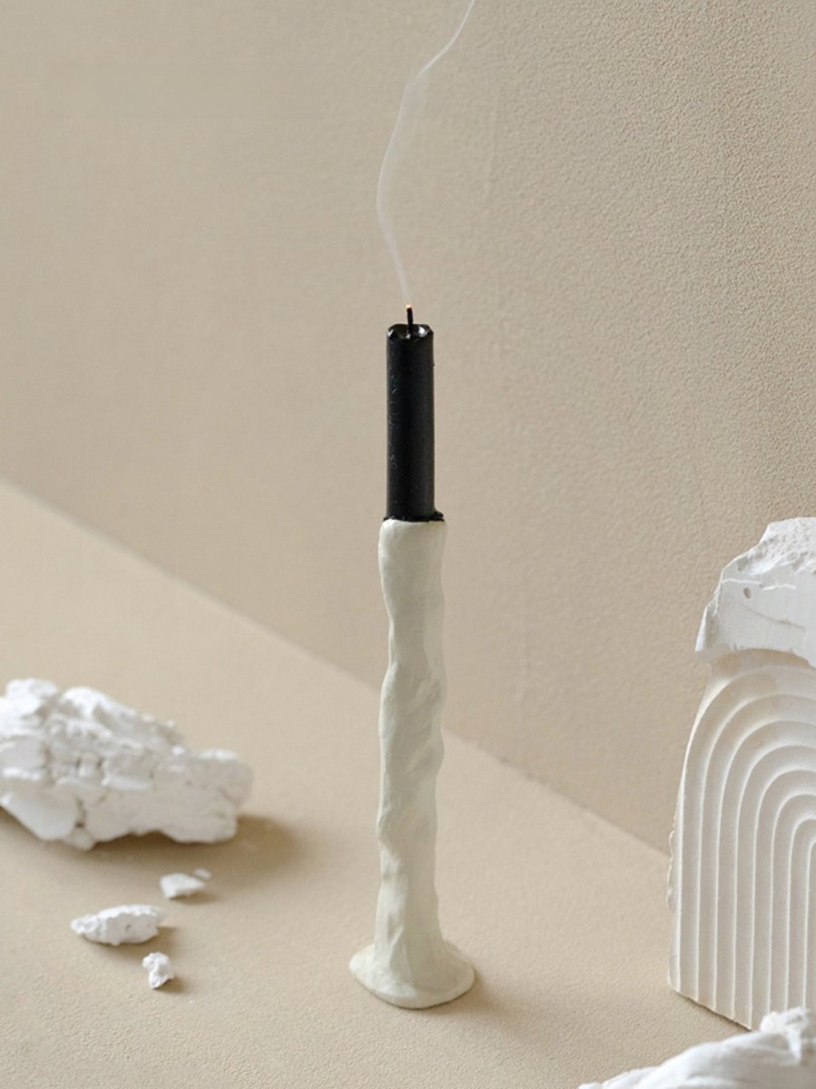 Minimal White Textured Candle Holder