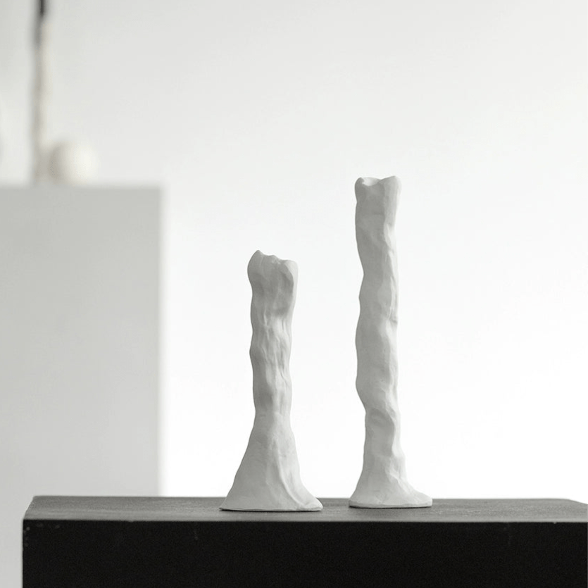 Minimal White Textured Candle Holder