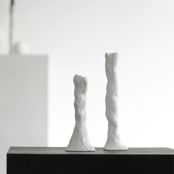 Minimal White Textured Candle Holder