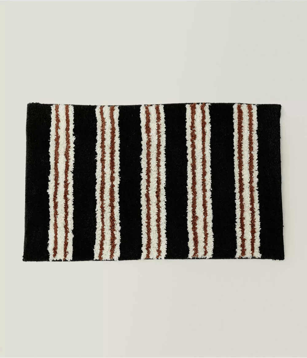 Retro Black Striped Bath Mat