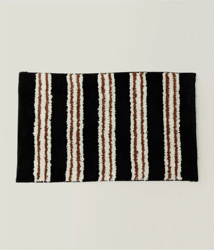Retro Black Striped Bath Mat