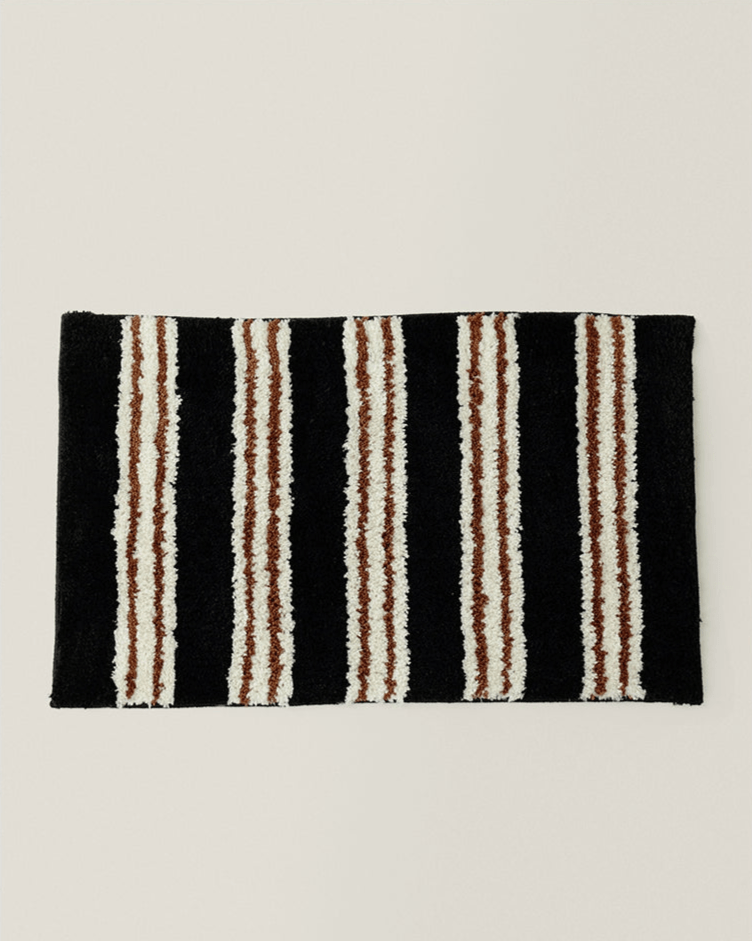 Retro Black Striped Bath Mat