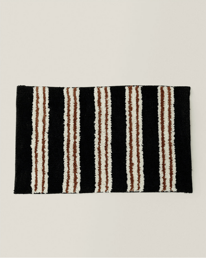 Retro Black Striped Bath Mat